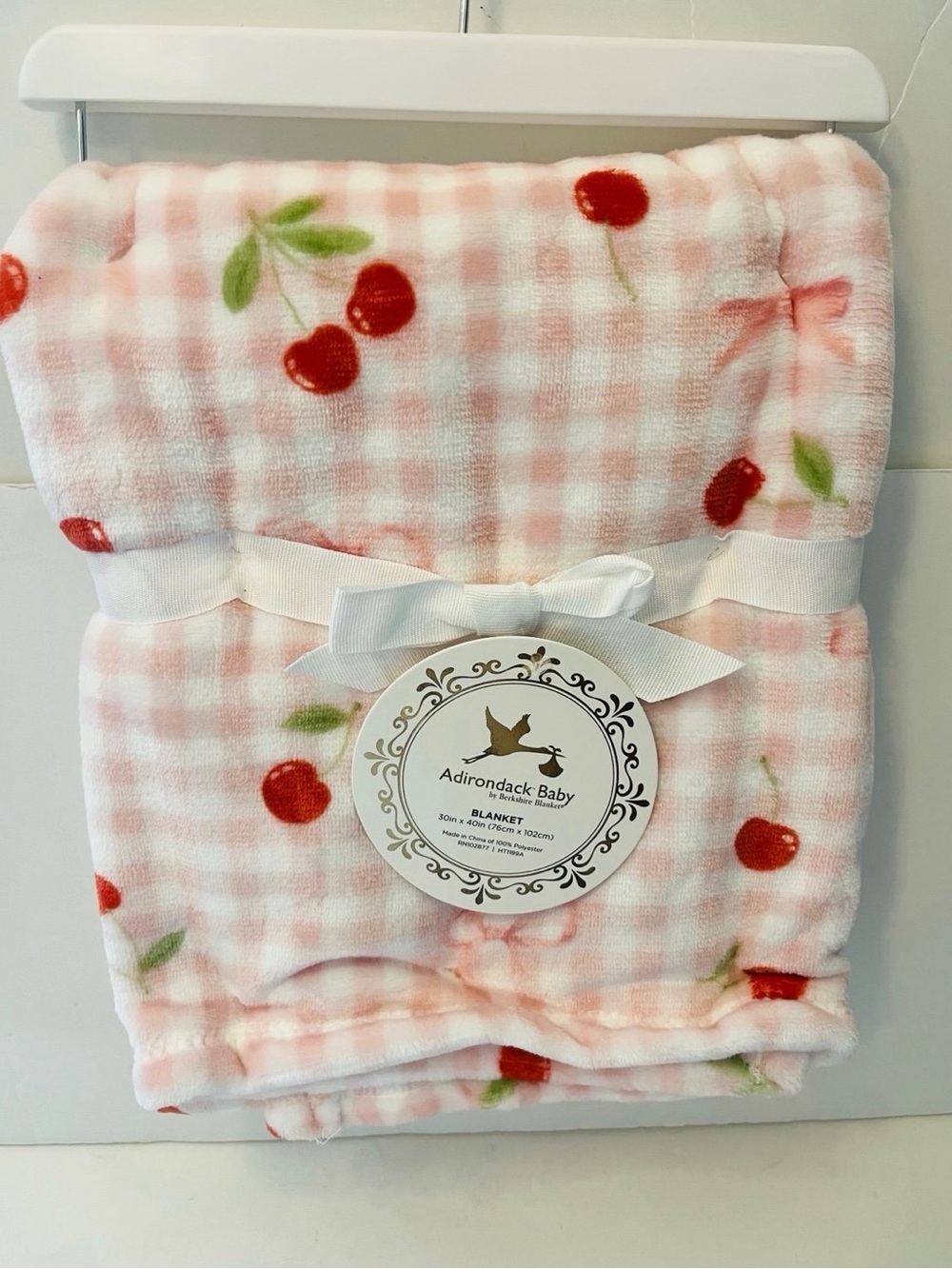 Adirondack Baby by Berkshire Blanket Pink & White Checkerboard Cherries Bows